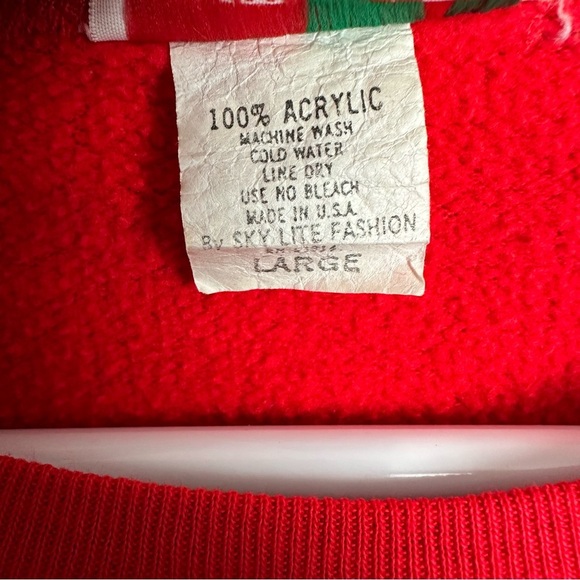 Vintage Christmas Sweatshirt Jumper Women's Size Large Checkered Santa Snowman - Picture 6 of 12